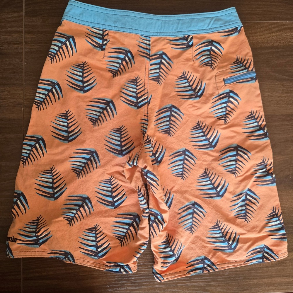 Patagonia Kids Orange Blue Palm Print Board Shorts Swim Trunks Size 10 67817 - Picture 2 of 7